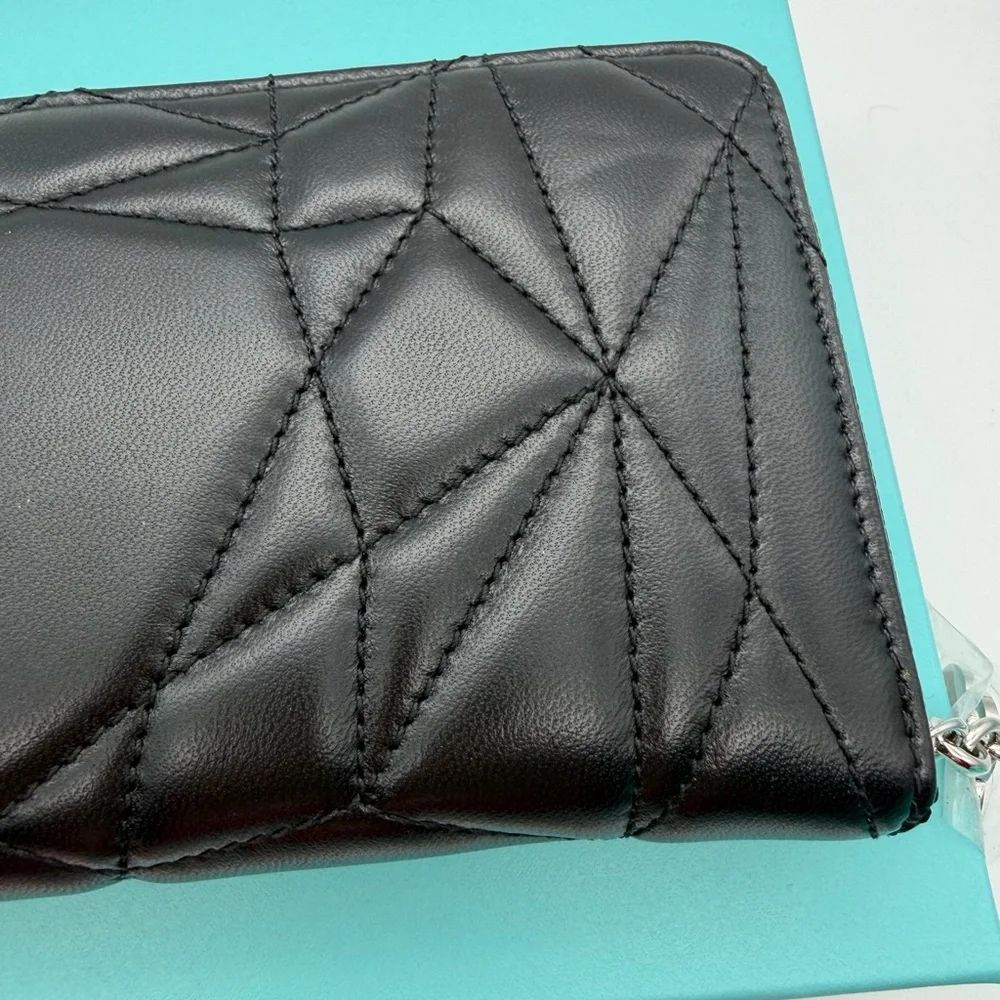 Tiffany & Co. New Black Padded Large zip Wallet
